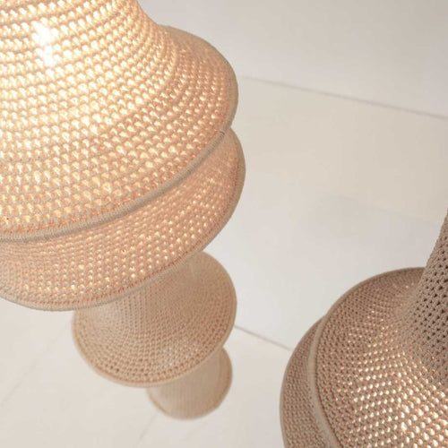 MÔMÉ Hanglamp Zazu - zand - viscose  - Ø 34 cm / H 120 cm - fishnet design - vtwonen shop