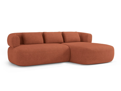 Micadoni rechter hoekbank Jenny 5-zits, boucle baksteen - 145x225x73cm