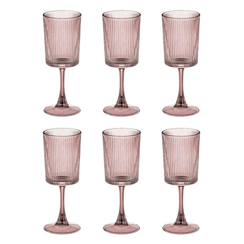 Mica Decorations Grigio Wijnglas Roze - Elegant Wijnglas met Subtiele Ribbelstructuur - Glazen Wijnglas voor Wijn, Water of Feestelijke Drankjes -