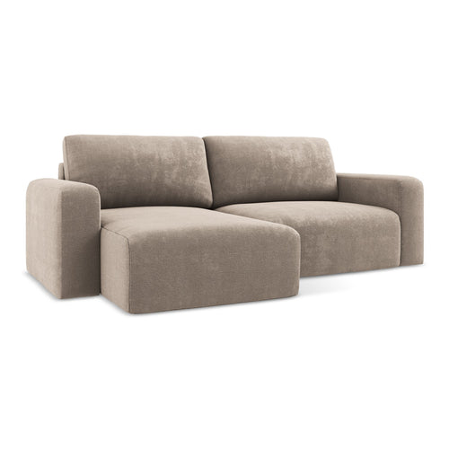 LaMiaSofa hoekbank links Ostia - chenille stof - donkerbeige - 244x149x79