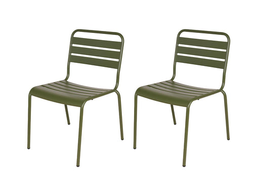 MaximaVida metalen tuinset Max olijfgroen 150 cm – 1 tafel met 2 stoelen en 1 bank - vtwonen shop