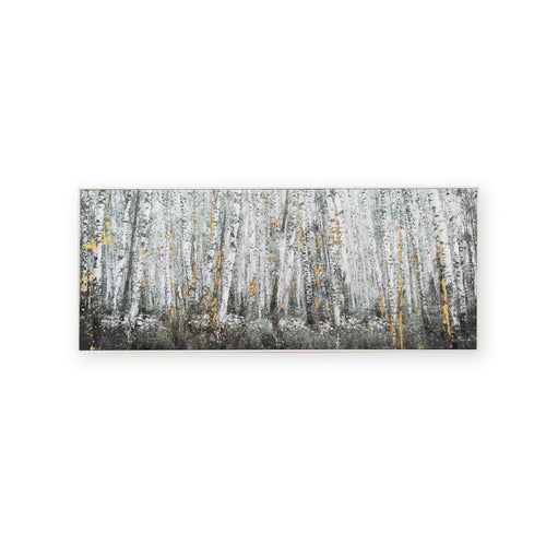 Art for the Home Canvas met handgeschilderde details - Birch woodland - 40x100cm - Bruin