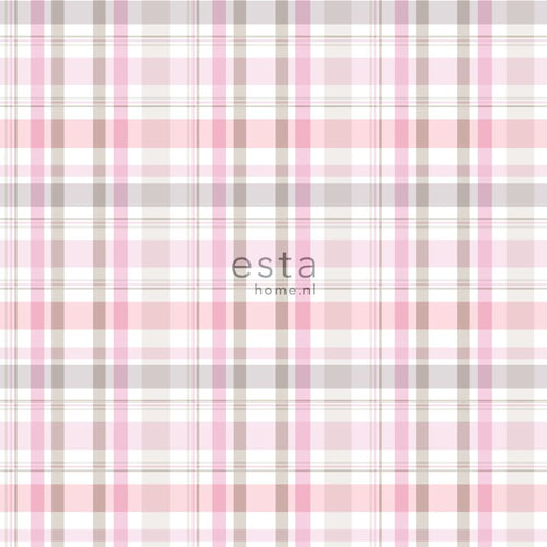 ESTAhome behang ruiten licht roze - 53 cm x 10.05 m - 138824
