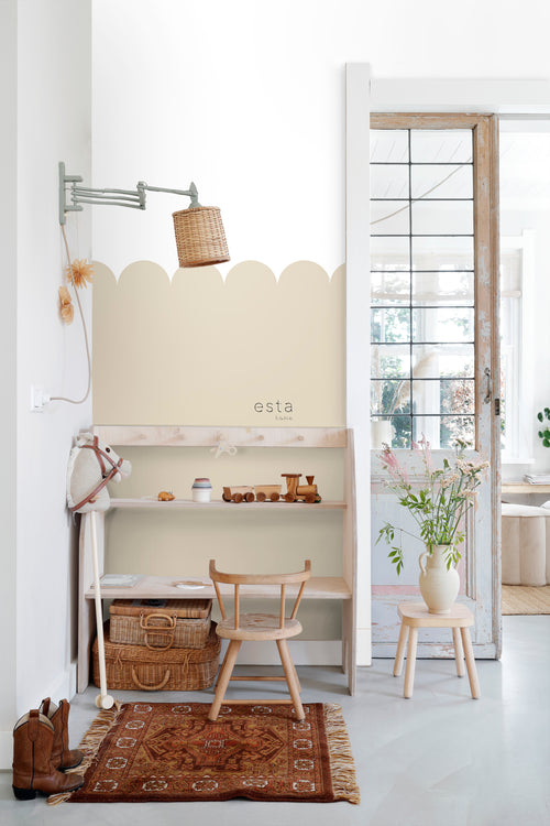 ESTAhome fotobehang lambrisering zand beige - 100 x 279 cm - 159230