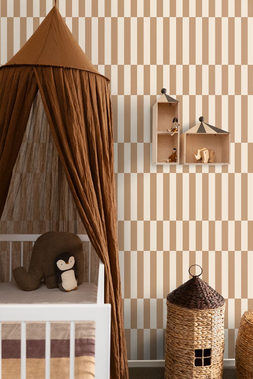 ESTAhome behang strepen beige en bruin - 53 cm x 10.05 m - 131214