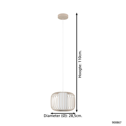 EGLO hanglamp Terrarosa - e27 - ø 28,5 cm - zand/wit - staal/textiel - vtwonen shop