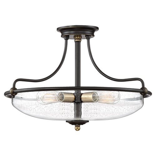 Elstead Quoizel Griffin Bowl Semi Flush Plafondlamp Palladiaans brons met verweerde messing accenten