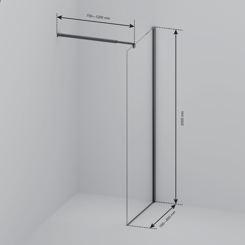 LOMAZOO douchewand Lima - inloopdouche - anti kalk nano coating - helder glas - 8 mm - goud - 80 x 200 cm