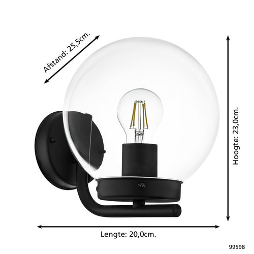 EGLO wandlamp buiten Taverna - e27 - 20 cm - zwart