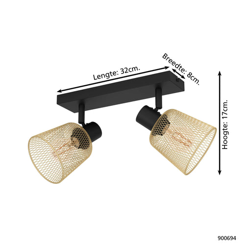 EGLO spot Coslada - e27 - 32 cm - zwart/goud - staal - vtwonen shop