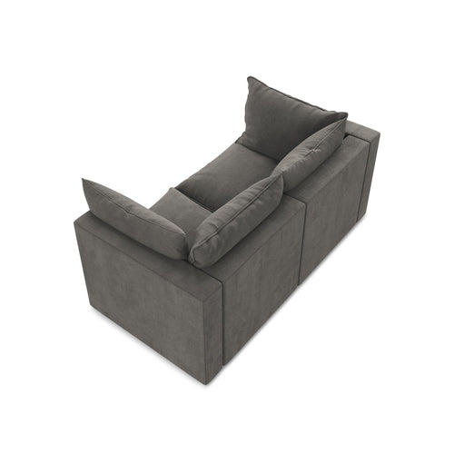 LaMiaSofa Tweezits modulaire bank Ravenna - textuurstof - donkergrijs - 180x90x77