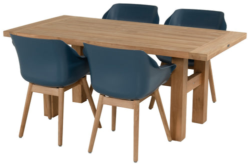 Hartman Tuinstoel Sophie Teak - Donkerblauw Kunststof/Hout - Set Van 2 - vtwonen shop