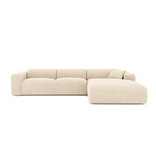 Sia Home - Hoekbank rechts MYRA - Fluweel met structuur - Crème - 280cm - vtwonen shop