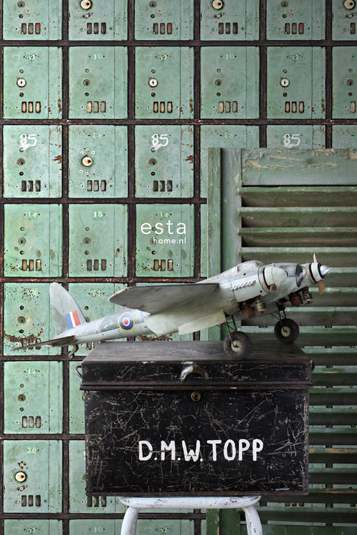 ESTAhome fotobehang brievenbussen zeegroen - 300 x 279 cm - 158204 - vtwonen shop