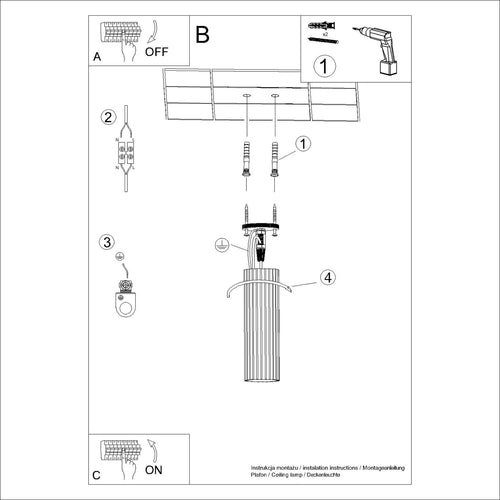 Sollux Lighting Plafondlamp KARBON 20 bordeaux - 6,5x6,5x20cm