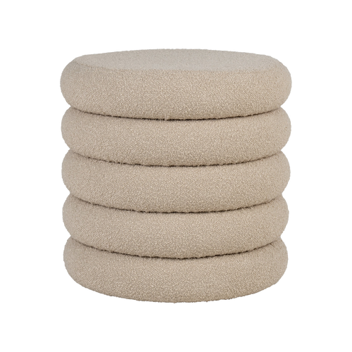 Artichok Willemijn poef bouclé beige - met opbergruimte - Ø 44 cm - vtwonen shop