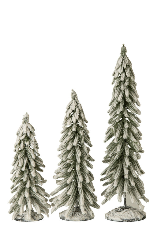 J-Line Kerstboom met sneeuw - PET - donkergroen/wit - large