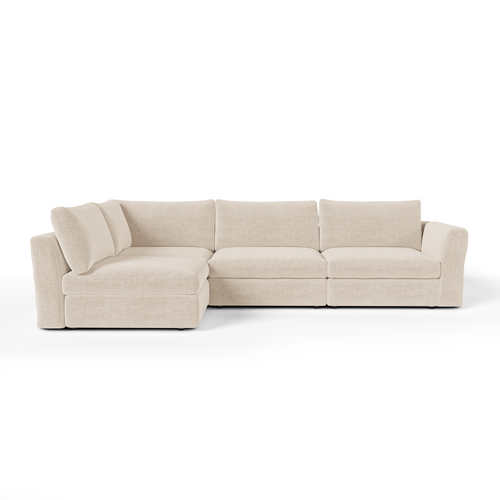 Sia Home - Modulaire hoekbanken links NEST - Zacht aanvoelende geweven stof - Beige - 307cm