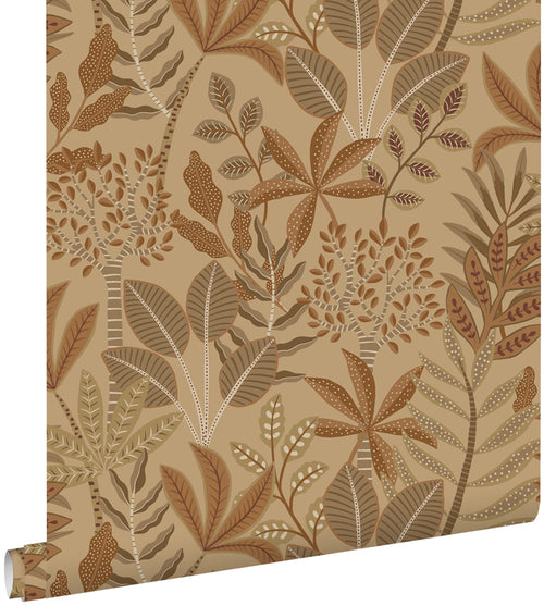 ESTAhome behang bladeren donker beige en terracotta - 50 x 900 cm - 139815 - vtwonen shop