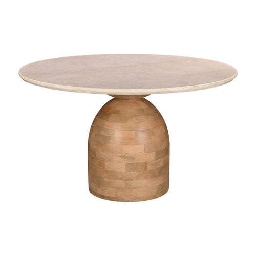 DÉJA Living Eettafel Miro Rond - Marmer/Hout - Naturel - 130x130x75cm - vtwonen shop