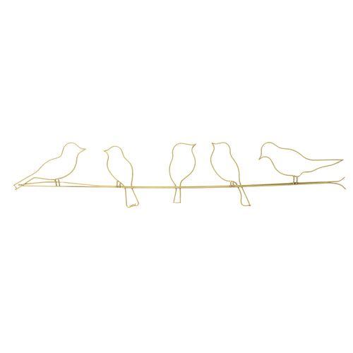 Art for the Home Metal Art - Vogeltjes op draad goud - 60x12,5cm - vtwonen shop