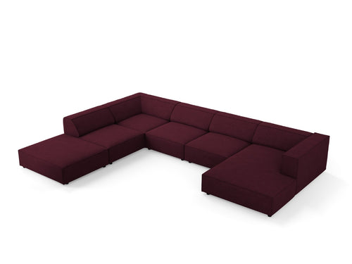 Cosmopolitan Design Panoramische hoekbank links Arendal 7-zits, chenille met ribbeleffect, robijn - 262x364x70cm