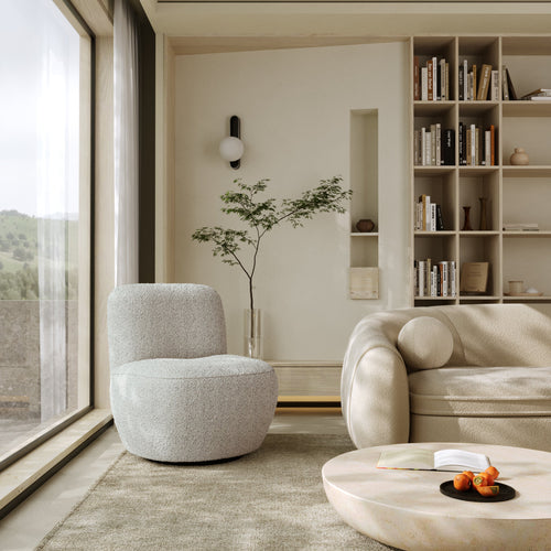 Sia Home -  JENA - Bouclette stof - Grijs-beige - 65cm - vtwonen shop