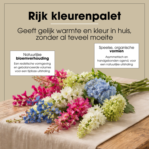 Mica Decorations Kunstboeket Kyra - Decoratief Boeket - Kunstplanten voor Binnen - Kunstplant Zonder Onderhoud - Veldboeket Kunstbloemen