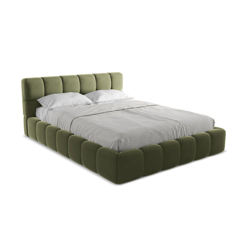 LaMiaSofa Bed met opbergruimte Roma - velours - olijf - 180x228x82