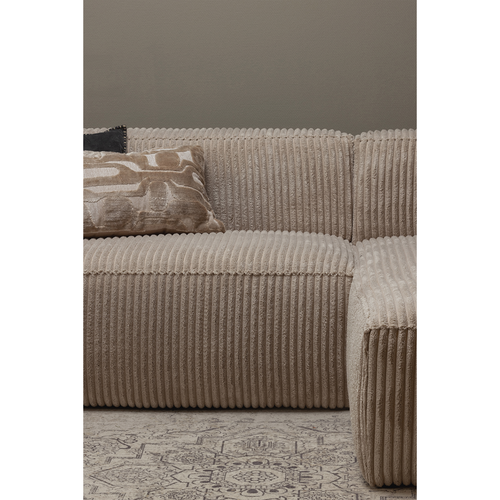 WOOOD chaise longue bank rechts Bean - Ribstof - Travertin - 73x254x178 - vtwonen shop