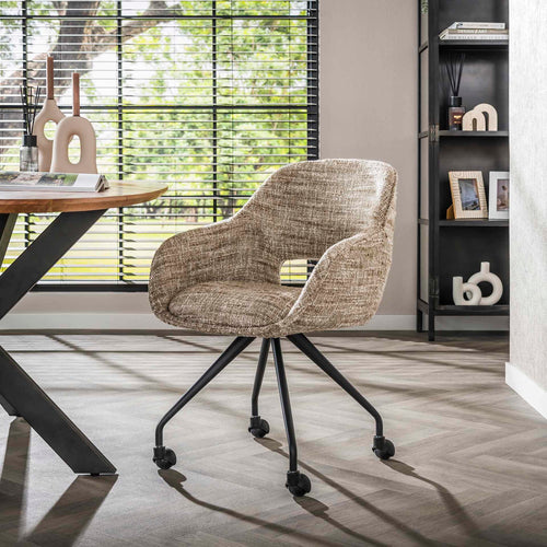 Giga Meubel Eetkamerstoel Spring Eagle - Zand - Incl. Wieltjes - Set van 2 - vtwonen shop