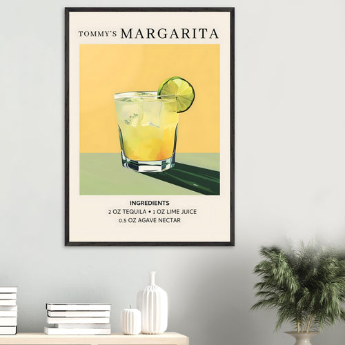 Artfulprints Poster Tommy's Margarita cocktail - Ingrediënten   - 50x70 cm - Geel