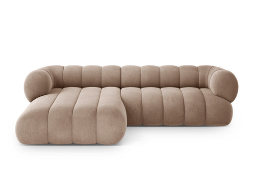 Cosmopolitan Design linker hoekbank Koge 5-zits, flueel donkerbeige - 165x270x70cm