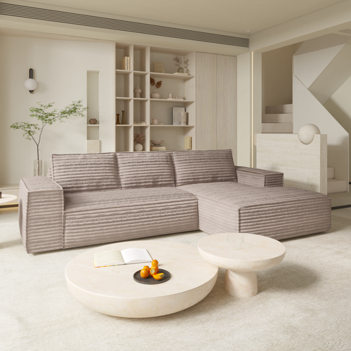 Sia Home - Rechte hoekbanken JOAN - Corduroy - Mol - 302cm - vtwonen shop