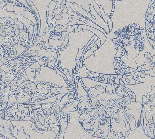 Borastapeter behang menselijke silhouetten vergrijsd blauw - 49 cm x 10.05 m - 660804 - vtwonen shop