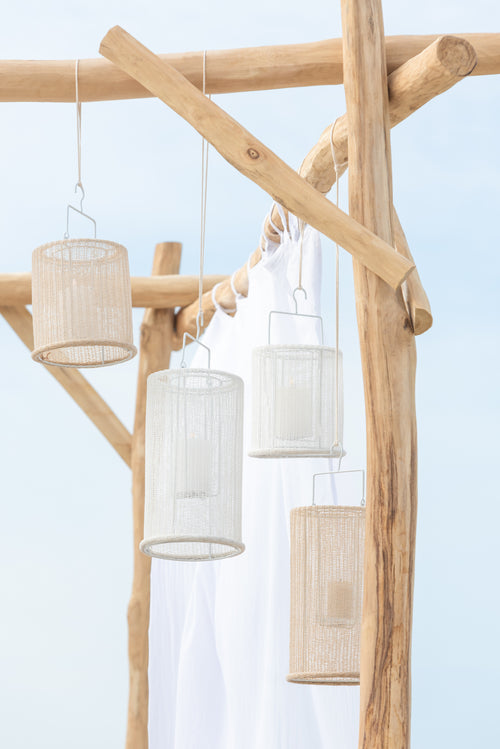 J-Line lantaarn Cilinder - metaal/polyester - beige - large - vtwonen shop