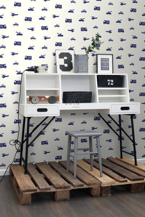 ESTAhome behang auto's blauw - 53 cm x 10.05 m - 137321