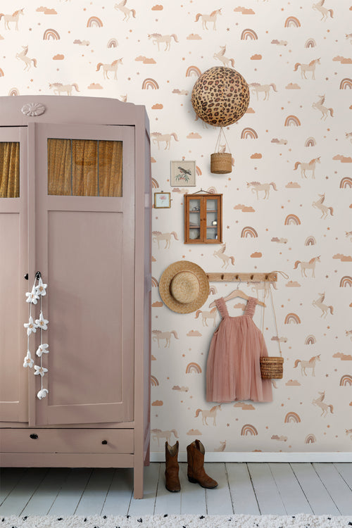 ESTAhome behang unicorns beige en licht terracotta - 50 x 900 cm - 131435 - vtwonen shop