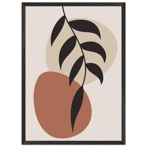 Artfulprints Poster met Lijst Boho - Abstract leaf II   - 50x70 cm - Terracotta