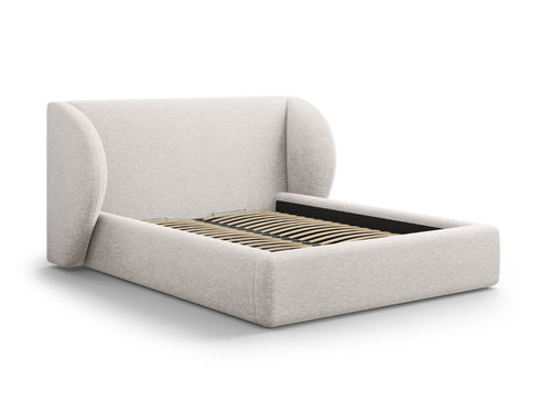 Micadoni Opbergbed met hoofdeinde Miley 140x200cm, chenille, lichtgrijs - 230x187x100cm