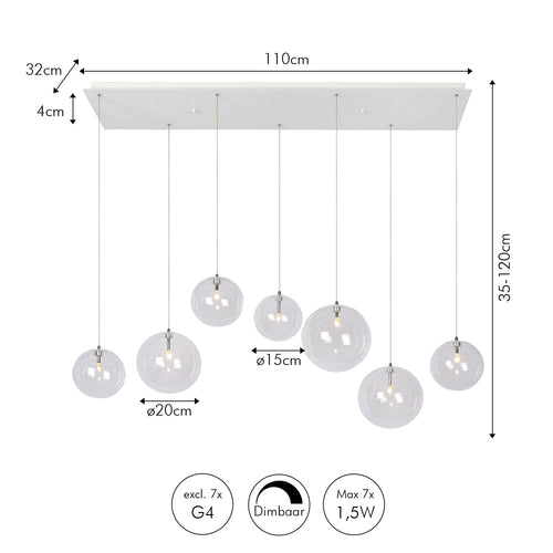 Atmooz hanglamp Merida - wit - 115 x 30 x H 120 cm - G4