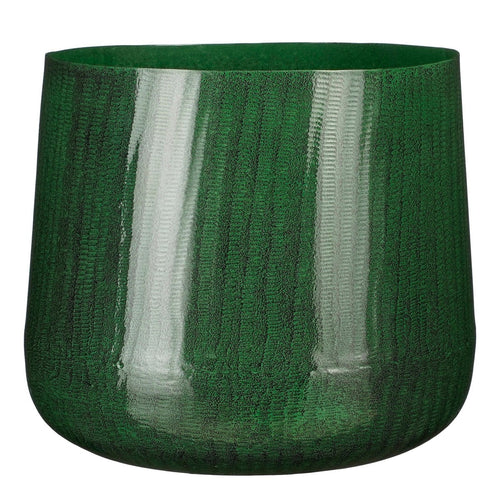 Mica Decorations Benson Bloempot - H24 x Ø26 cm - Metaal - Donkergroen