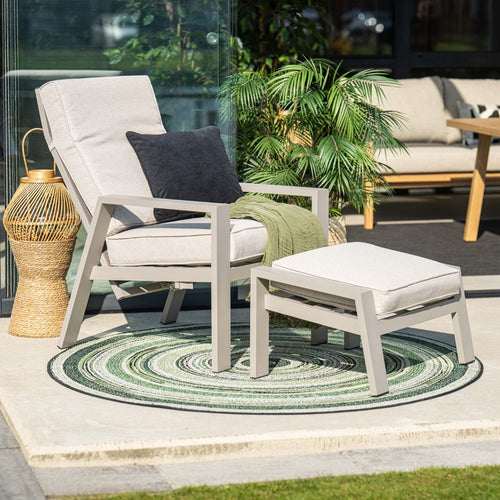 Garden Impressionsloungestoel Lora verstelbaar incl voetenbank - taupe
