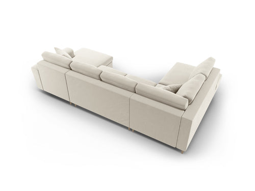 Cosmopolitan Design Links panoramische slaapbank met opbergdoos Kyoto 7-zits, flueel lichtbeige - 194x313x88cm