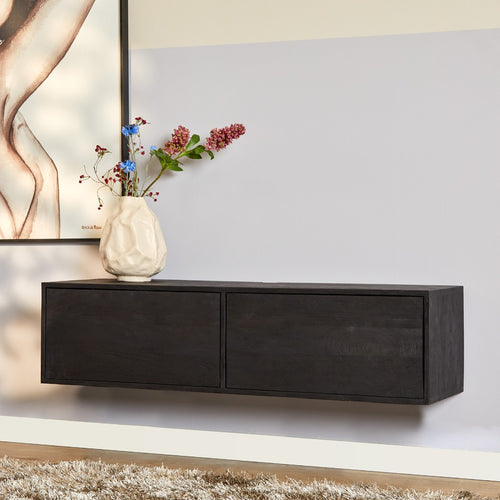 StarFurn Zwevend Tv-meubel Vision - Zwart Hout - 120x35x30cm