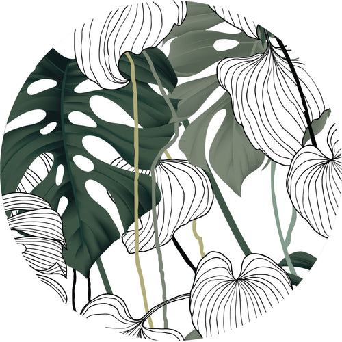 Sanders & Sanders zelfklevende behangcirkel tropische jungle bladeren groen Ø 70 cm 601110
