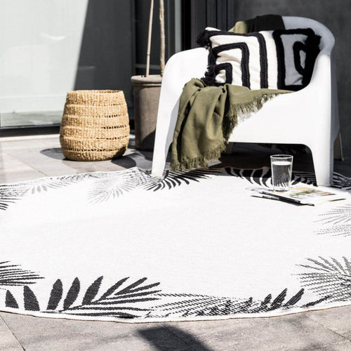 Rond Buitenkleed Leaf - Zwart - dubbelzijdig - EVA Interior - 240 x 240 cm - vtwonen shop