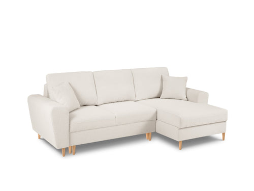 Cosmopolitan Design Converteerbare hoekbank rechts met opbergdoos Kyoto 4-zits, boucle, beige - 145x241x88cm