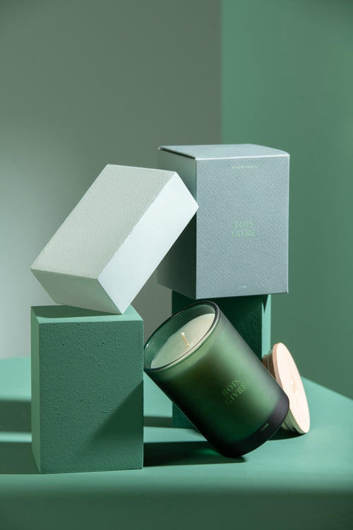 J-Line geurkaars Accords Essentiels - Bois Givré - groen - 38U