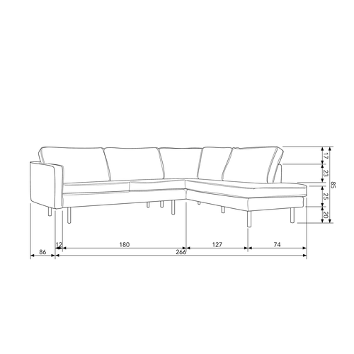 BePureHome hoekbank rechts Rodeo - Bouclé - Naturel - 85x266x86/213 - vtwonen shop